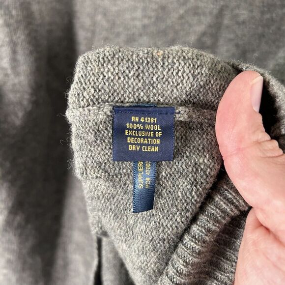 Polo Ralph Lauren Wool Sweater Men's Large Green Vneck Long Sleeve Pullover - Picture 6 of 9